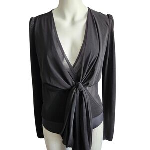 Diane Von Furstenberg‎ Constanza Black Mesh Wrap Style Bodysuit Size XS
